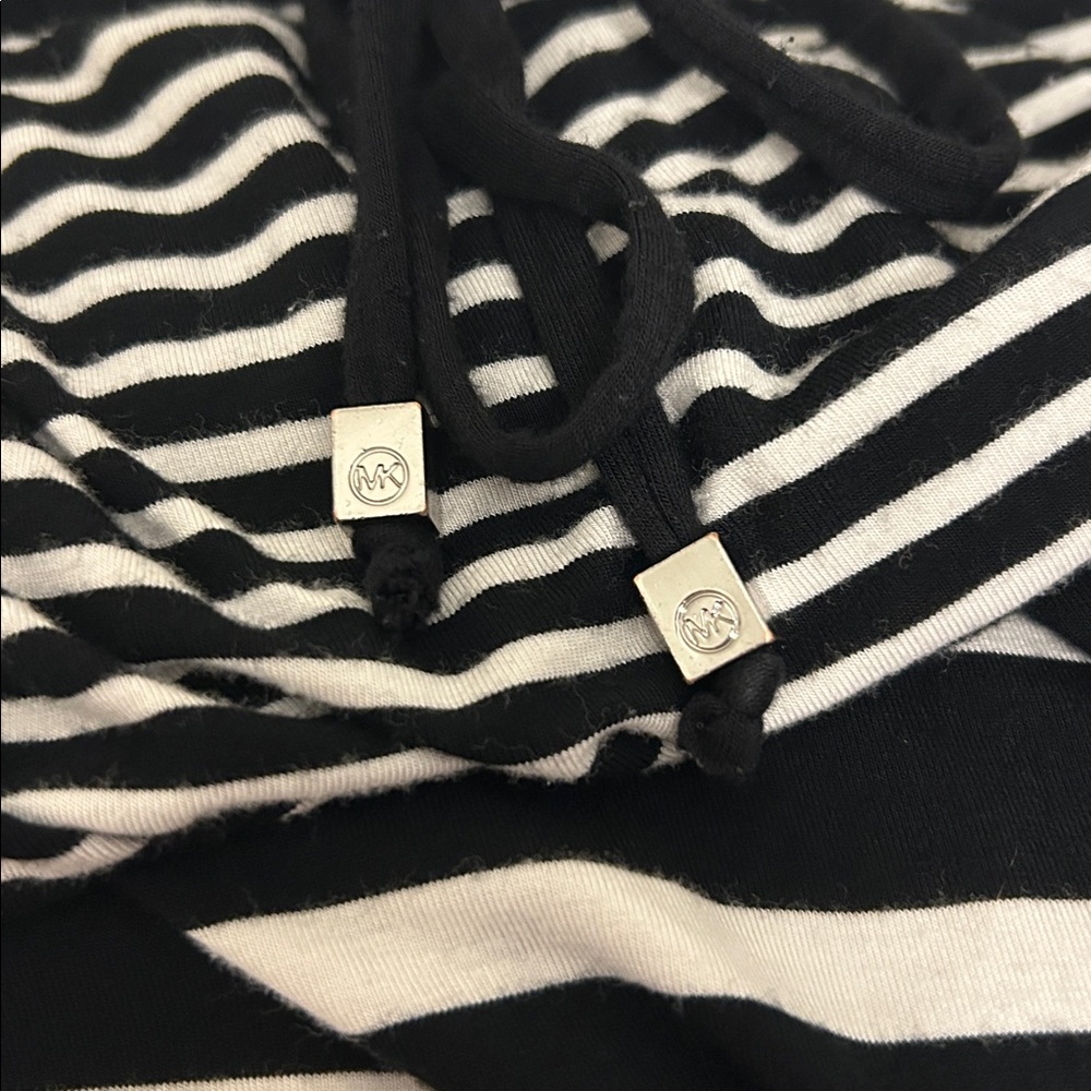 Michael Kors Black & White Striped Drawstring Maxi Skirt XL - Picture 5 of 5